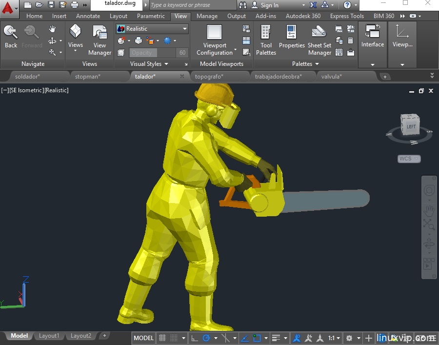 Woodcutter 3D Person Autocad DWG