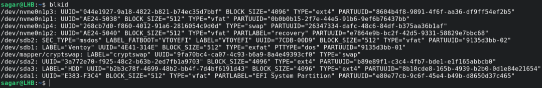 Linux 如何查看磁盘 / 分区的 UUID